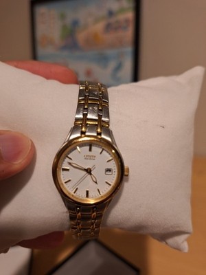 Citizen Corso Eco-Drive White Dial gold two Tone, date Steel Ladies Watch, works