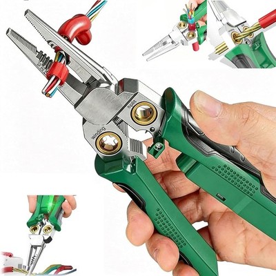 8-in-1 Wire Stripper Pliers with Voltage Tester,Dual Alarms & 12-250V AC/DC Test