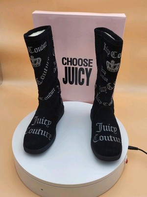 JUICE COUTURE NIB Girl's  Angel Black Sport Suede Boots Size 13
