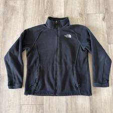 Women's The North Face Fleece Jacket Size Medium M Black Full Zip w/ Logos