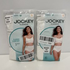 2 Packs 6 Pair Women's Jockey Classic Comfort Briefs White - Size 7 L 