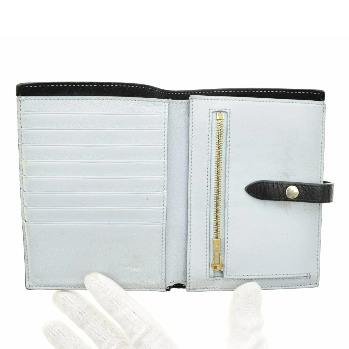 Celine Multi Function Strap Wallet Black Leather … - image 4