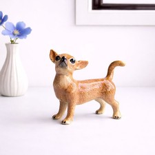Miniature Ceramic Chihuahua Figurine: Collectible Dog Lover Gift Home Desk Decor