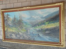 ATHOS BRIOSCHI QUADRO DIPINTO AD OLIO SU TELA CM. 60 X 120 RUSCELLO DI MONTAGNA