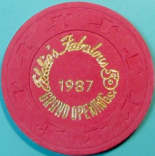 $5 Casino Chip. Eddie's Fabulous 50's, Reno, NV. Grand Opening, Rare. T92.