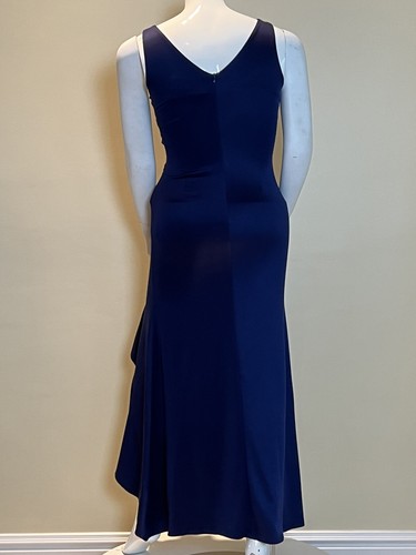 Lsisi Women's V Neck Sleeveless High Split Wrap Long Formal Dress Sz L Navy (7) - 第 3/9 張圖片