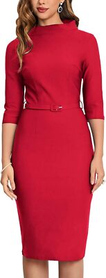 Women's 1950s Vintage 3/4 Sleeve Elegant Collar Cocktail Evening Dress - Retro C