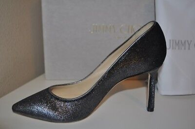 NIB Jimmy Choo ROMY 85 ANTHRACITE Metallic Velvet Leather NIB Jimmy Choo ROMY 85 ANTHRACITE Metallic Velvet Leather