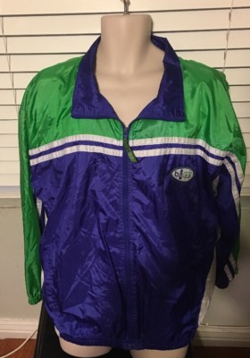 Vintage Men s Windbreaker Jacket L Large B.I. GEAR Multi Color Funky 80s 90s