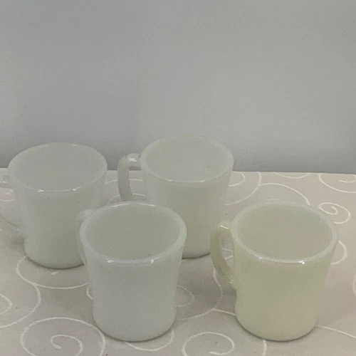 Fire-King White Milk Glass Coffee Mugs Set Of 4 Vintage USA