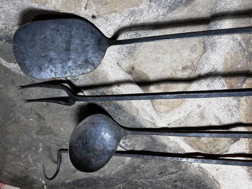 Vintage Forged Iron American Blacksmith Made Cooking Utensils Stamped DC WHC - Picture 17 of 20