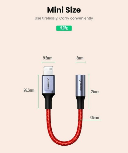 Ugreen 70507 Apple MFi to 3.5mm AUX Adapter Headphone Jack Cable iPhone - Picture 7 of 11