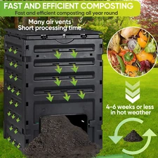Garden Compost Bin from BPA Free Material 120 Gallon 2 Sliding Doors Lightweight