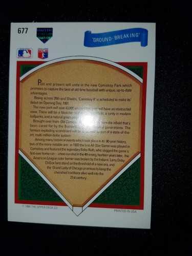 Lot (100) baseball cards 1991 UPPER DECK #677 Ground Breaking Chicago White Sox - Picture 2 of 2