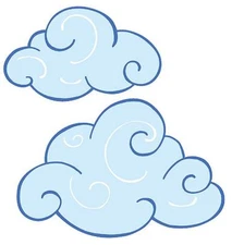 Swirly Clouds Fluffy Sky Wallies Package 25 Cloud White Decals Stickers Murals