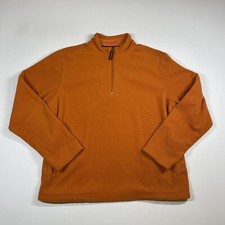 G.H. Bass  Co. Sweater Men  s Medium Orange 1/4 Zip Long Sleeve Fleece Pullover