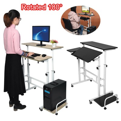 Mobile Rolling Computer Desk Small Space Saver Desk Laptop Pc