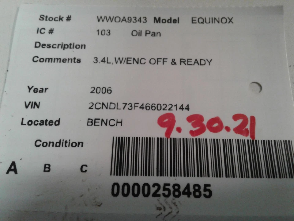 Used Engine Oil Pan fits: 2006 Chevrolet Equinox 3.4 Grade A Foto 4 de 4