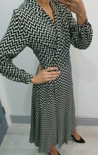 Mango monochrome long sleeve wrap long dress S
