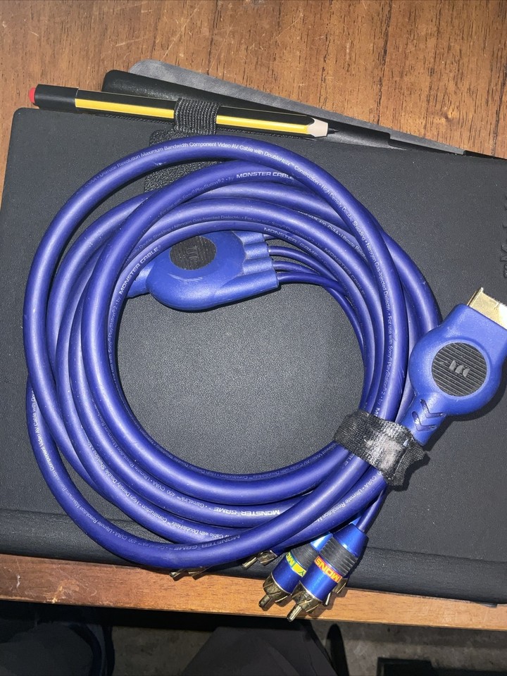 Monster Video Cable Component Blue Playstation 2 10 Foot eBay