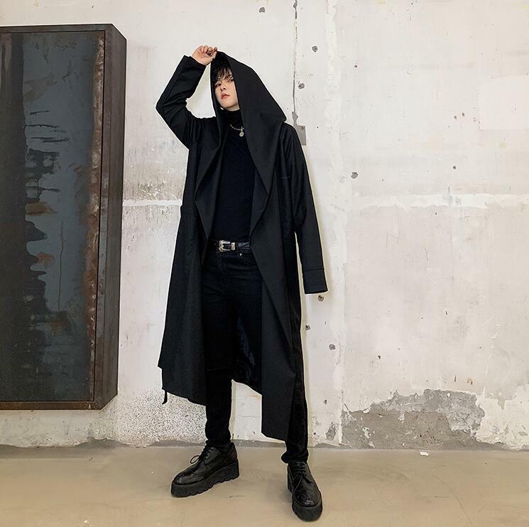 Men's Japanese Style Punk Gothic Loose Hood Long