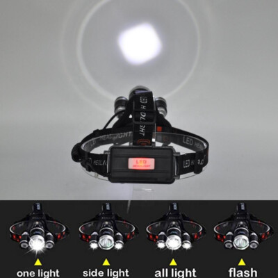 SHAMS - Torcia frontale a LED ricaricabile, con 7 LED, CREE XML-T6, diverse modalità di illuminazione, con caricatore e 2 batterie, impermeabile, antiurto SHAMS - Torcia frontale a LED ricaricabile, con 7 LED, CREE XML-T6, diverse modalità di illuminazione, con caricatore e 2 batterie, impermeabile, antiurto