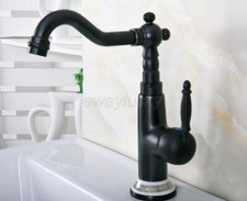 Black Bronze Bathroom Basin Faucet Single Hole Handle Deck Mount Sink Mixer Tap