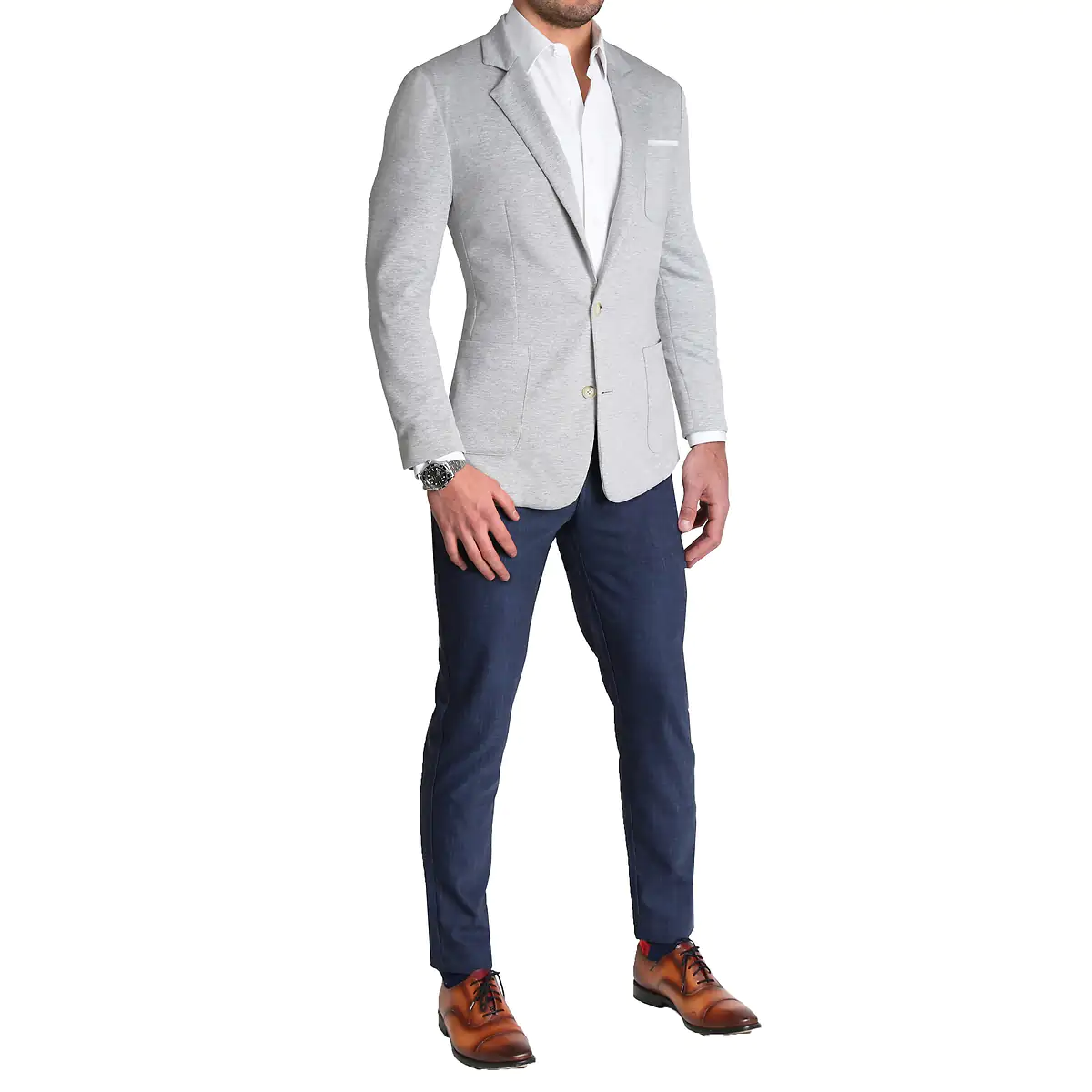 State & Liberty Men's Athletic Fit Stretch 2-Button Knit Blazer