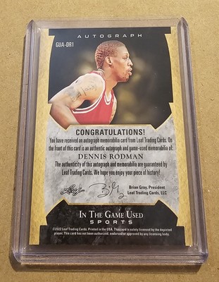 2022 Leaf In The Game Used Dennis Rodman Rainbow Foil Auto Relic 