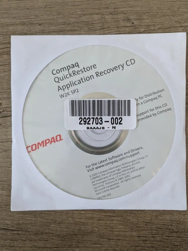 Compaq QuickRestore System Recovery CDs for Windows W2K SP2