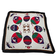 Vintage Square Scarf Hot Air Balloon Art Deco Tapestry Hanging Silky Cherub