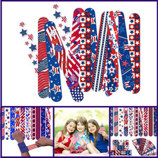 50Pcs Slap Bracelets for Kids 4th of July Slap Bracelet Bulk Snap Bracelet Party