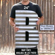 CORRUGATED Letter 12" 18" 24" Farmhouse Washroom Rustic Metal Letters or Numbers