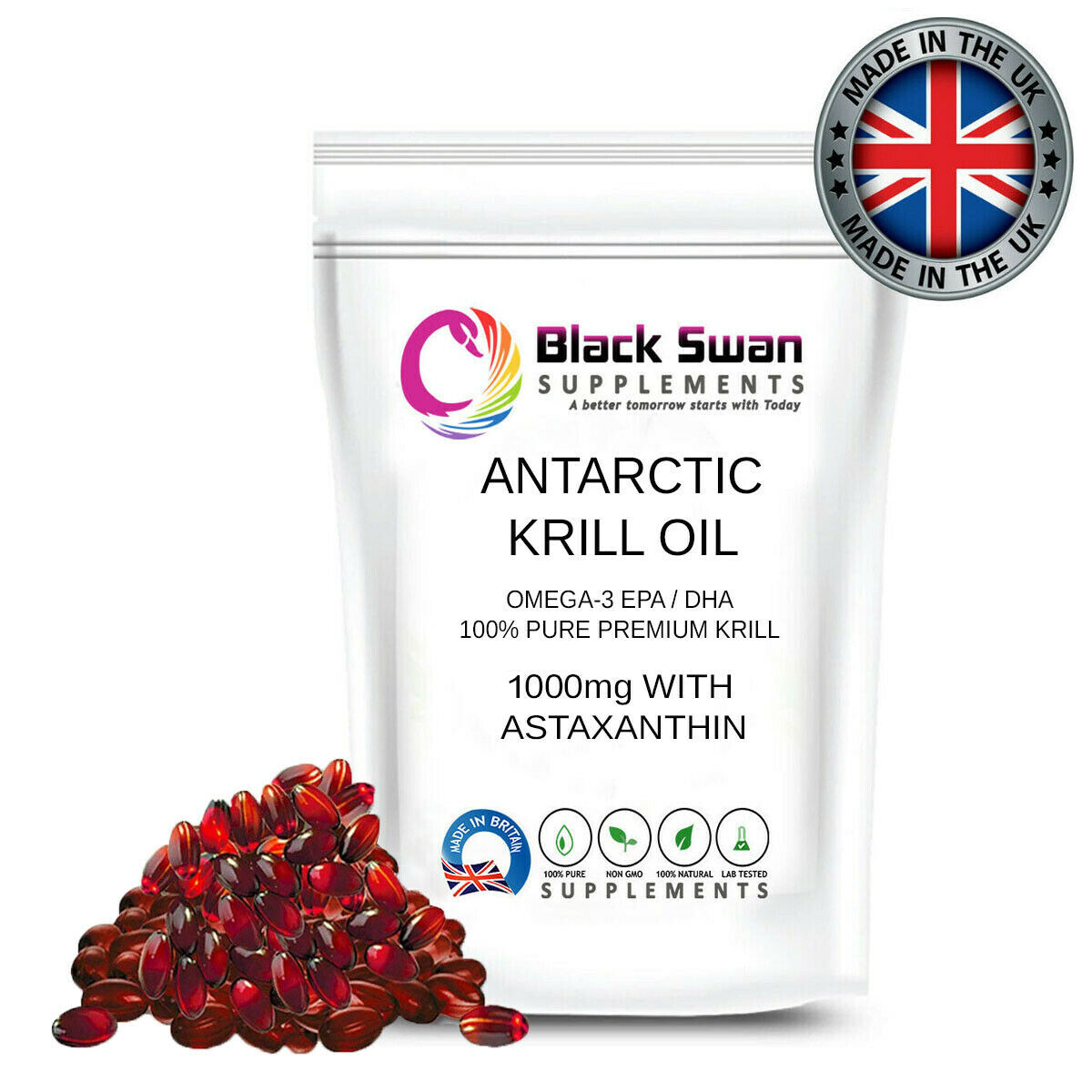 Antarctic Krill Oil 1000MG Softgel Capsules Lower Cholesterol UK Made