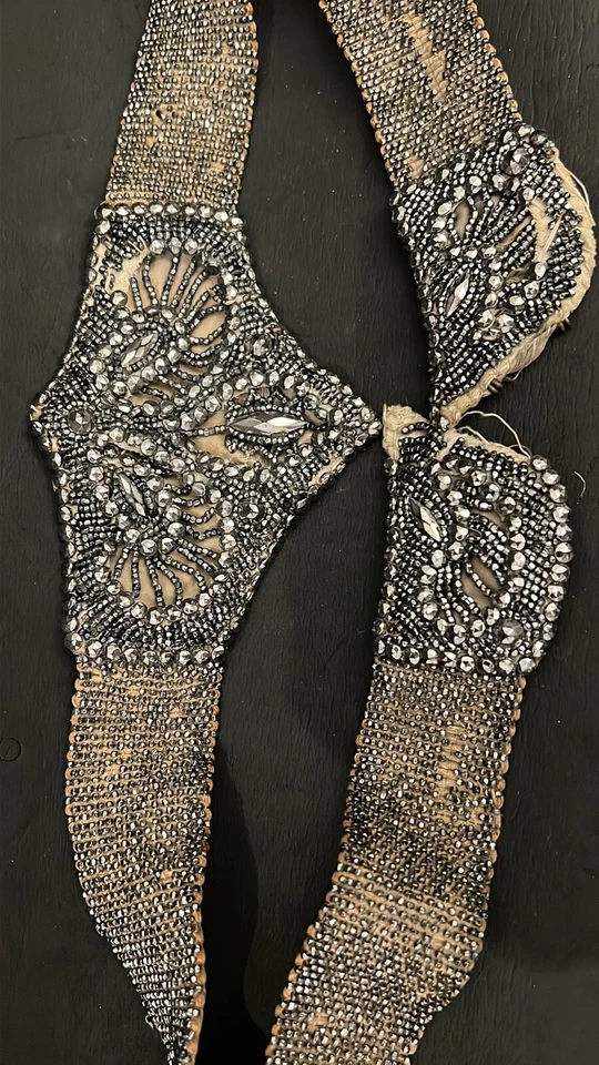 Museum Collection Worthy Victorian Antique Belt French Steel Cut Silver Beads  - Image 2 of 4
