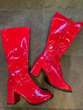 Ellie Shoes Women  s Red Go-Go Knee High Boots Size 8 With 3  Heel super hero