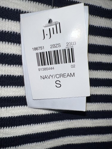 J.Jill Navy& Cream Nautical Striped Cotton Pullover Sweater.3/4 Sleeve Small.NEW - Picture 6 of 20