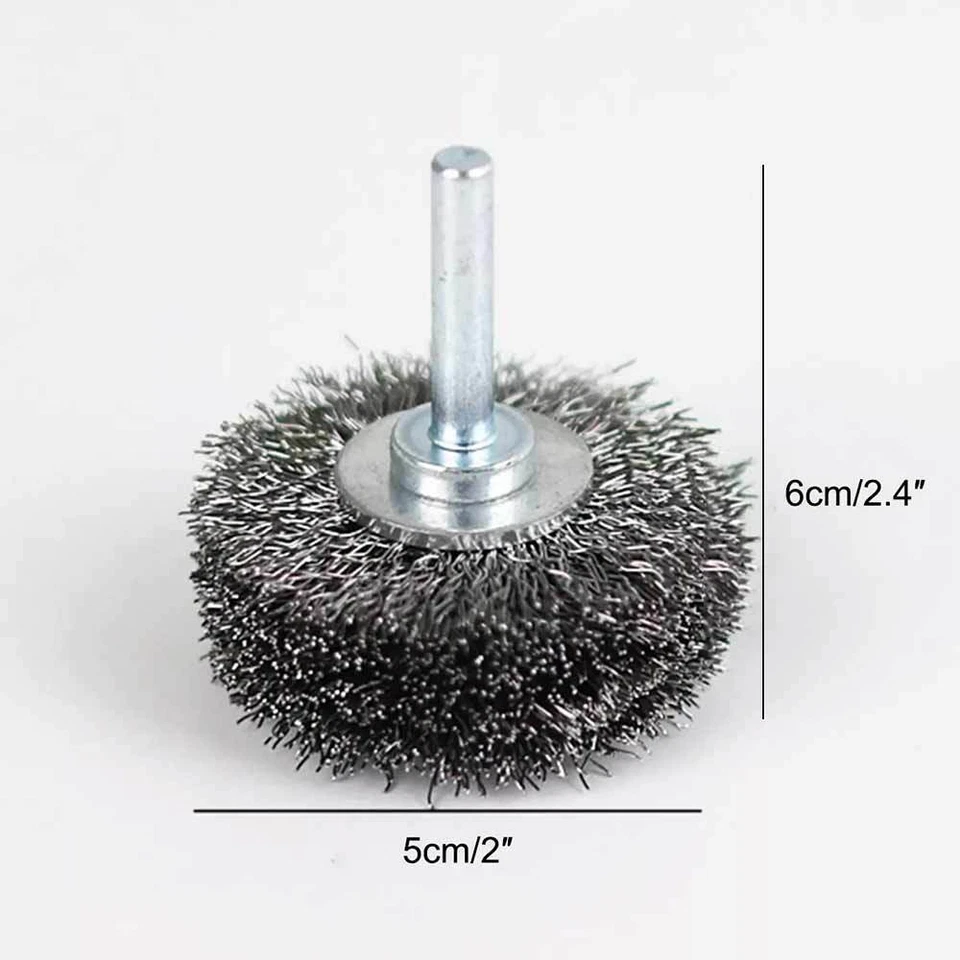 Escova de roda de arame extra forte 50mm x 6mm 304 SS 1/4" moedor de haste - Imagem 3 de 4