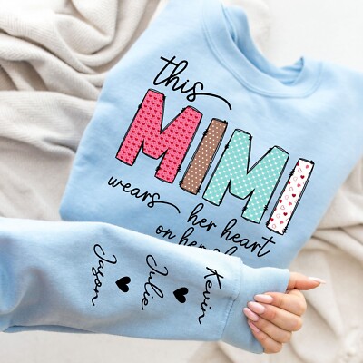 Custom Mimi Sweatshirt, Mothers Day Gift Hoodie, Child Name Personalized Sweater