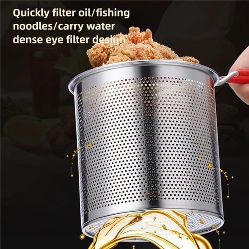 3L Capacity Deep Fryer Pot with Basket 304 Stainless Steel Oil Strainer Pot 2... - Picture 2 of 8