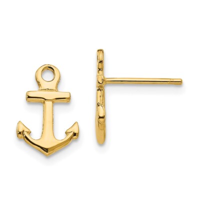 12mm 14K Yellow Gold Anchor Post Earrings