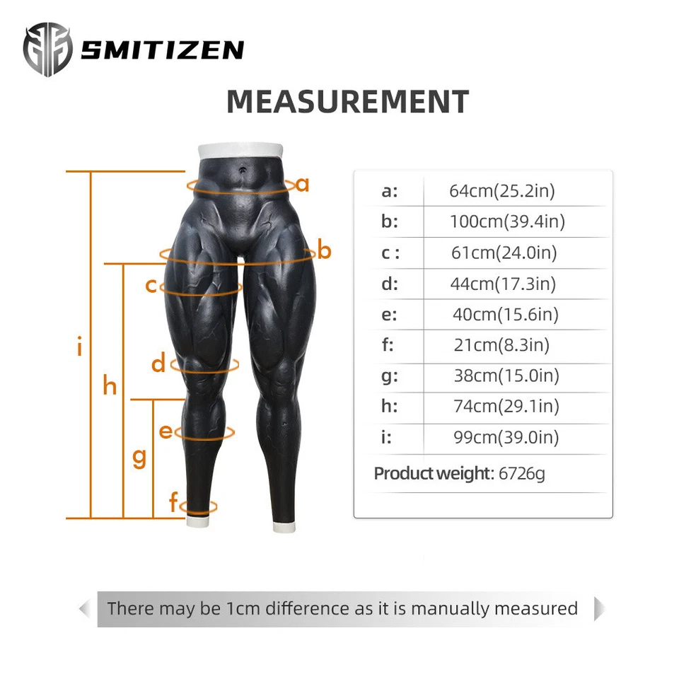 Pantalones musculares realistas falsos de silicona negros Smitizen para disfraces Foto 2 de 4