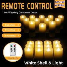 6/12Pcs LED Tea Lights Flameless with Remote Candles Votive Battery Operated