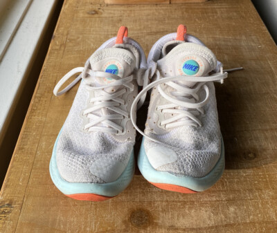 nike joyride run flyknit white bright mango racer blue