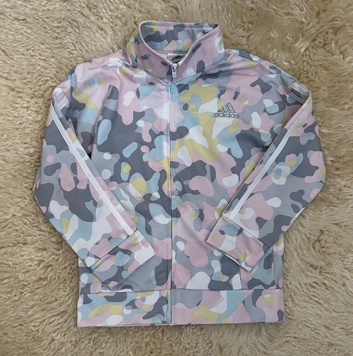 Adidas Girls Zip Front Classic Tricot Jacket Size 6 Camouflage Pink Silver NWOT