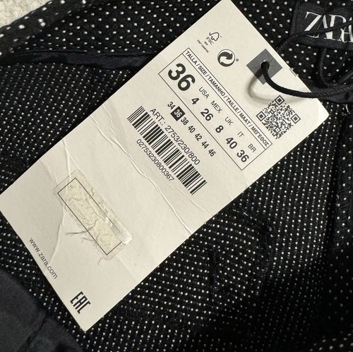 ZARA Micro Polka Dot Dress Pants Trousers Size 4 Black White 30x27.5 Ankle NWT - Picture 8 of 9