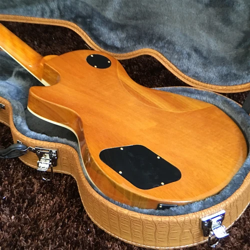 Guitare électrique Custom Shop LP Yellow Flame remise Maple Top HH corps en acajou vente chaude