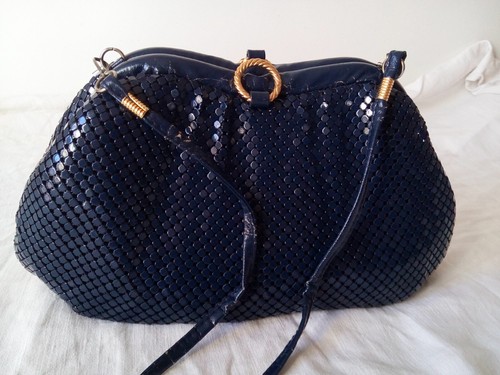 Borsetta vintage da sera in ecopelle blù notte. Anni '80. Fennec La Nuit. - Picture 1 of 3