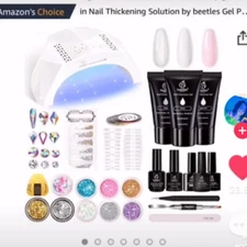 SXC PG-02 Polygel Nail Kit w/ LED Lamp 6pcs 30ML Extension Gel, 6pcs Glitter Pow