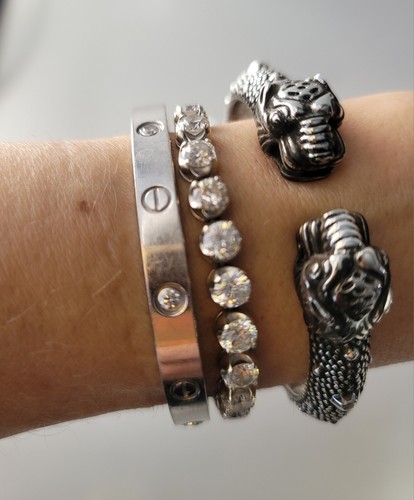 Gucci Double Feline Tiger Head Garden Bracelet Hinged Cuff Sterling Silver NWB  - Picture 8 of 15